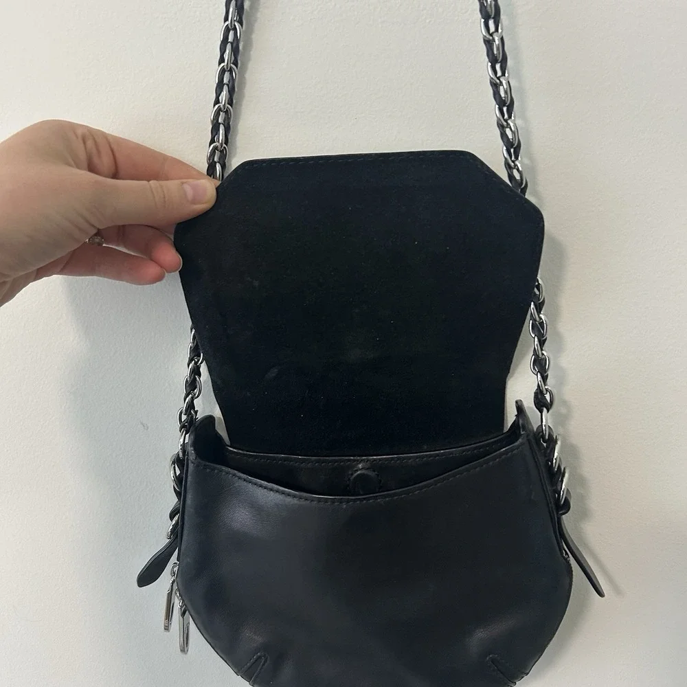 Rag & Bone Bradbury Flap Mini-Hobo Black Leather Purse